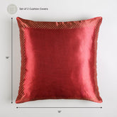 Silk Cushion Cover - 18x18, Plain, Red - Eyaas
